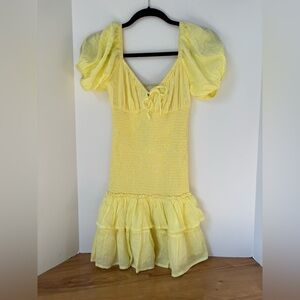 SKY TO MOON YELLOW PUFF SLEEVE DRESS NWT